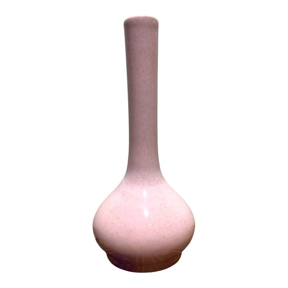 Mid Century Modern Pink Matte Speckle Glazed Bud Vase By Glimmer Texas